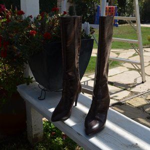 Snake Print High Heel Boots